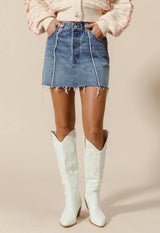 BRANDI DENIM FRAY SKIRT