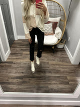 CRISTINA COLORBLOCK HOODED HENLEY TOP
