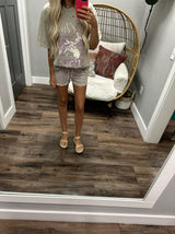 MAUVE SUPER SOFT LACE TRIM DRAWSTRING SHORT