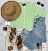 MOLLY MINT CHECKERED BUTTON UP CARDIGAN TOP