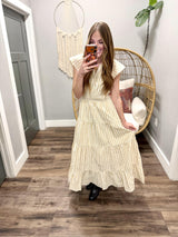MOLLY LINEN STRIPE MIDI DRESS