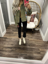 CHLOE OLIVE PATCH CORDED JACKET