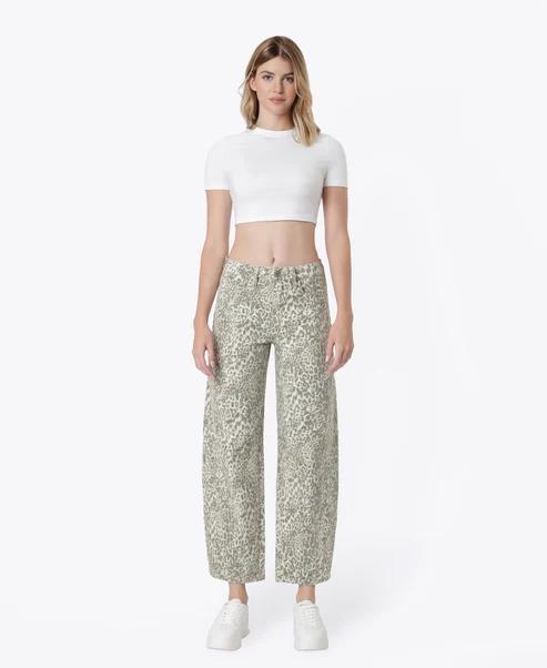 KATE LEOPARD HIGH RISE BARREL DENIM JEANS