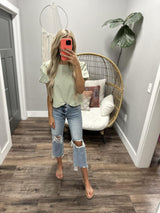 STACI V STRIPE PUFF SLEEVE BLOUSE