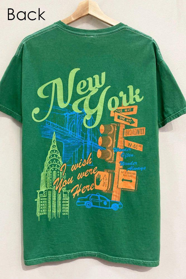 KELLY GREEN NEW YORK GRAPHIC TEE