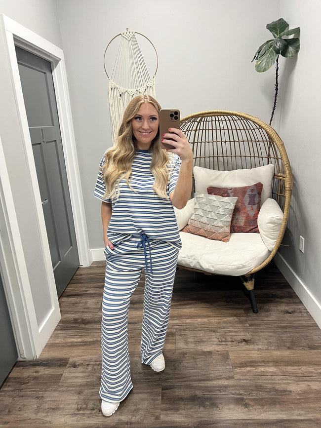 JONI BLUE DOUBLE STRIPE TEE