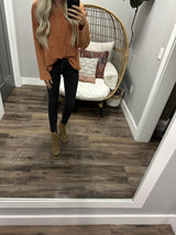 SMALLER ACTS BURNT SIENNA EXPOSED SEAM HENLEY TOP