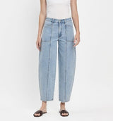 KATHY HIGH RISE PANEL DETAIL BARREL JEANS