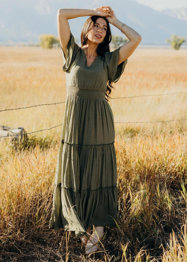 THE TAYLOR IN VINTAGE HERB MIDI DRESS