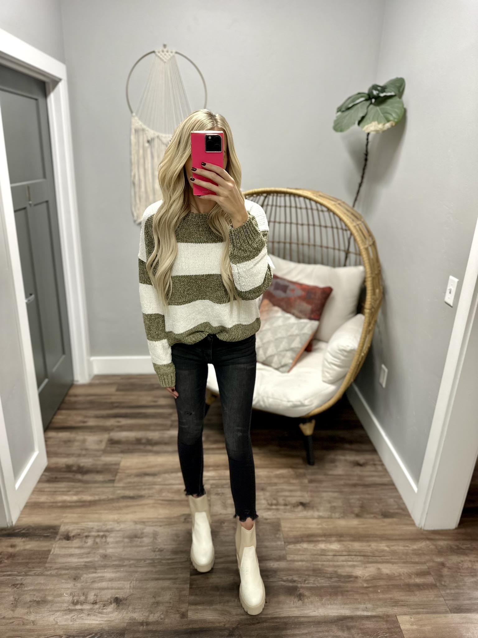 JULIA WIDE STRIPE SUPER SOFT SWEATER TOP