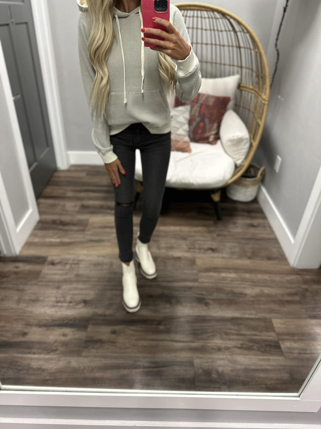 GRAYSON GREY STRIPE DETAIL HOODIE