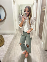 DAPHNE TAUPE FLUTTER SLEEVE VEST