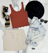 SEDONA BUTTON FRONT TEXTURED TANK