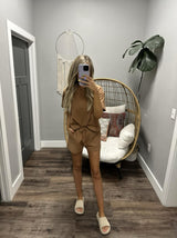 ARIANNA CAMEL TWO PIECE TOP AND SHORT SET