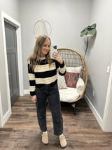 CALLI BLACK WIDE STRIPE SWEATER TOP