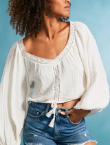 ROXY WHAT A VIBE WHITE BLOUSE