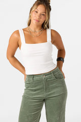 ONEILL VANESSA SOLID WHITE RIBBED TANK TOP