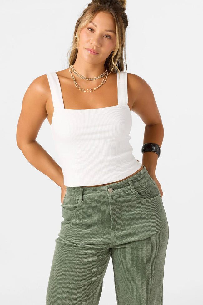 ONEILL VANESSA SOLID WHITE RIBBED TANK TOP