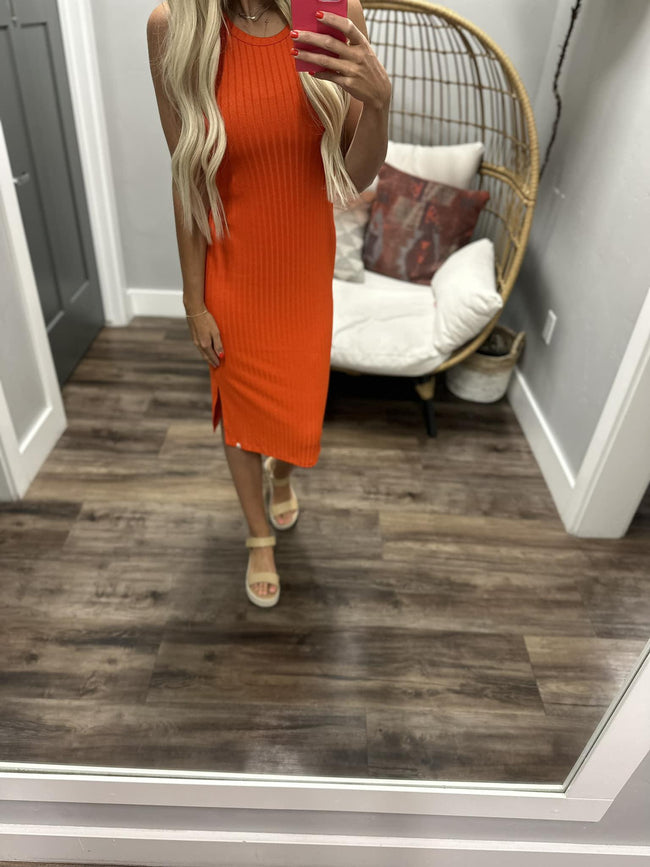 RIPCURL PREMIUM RIB RACER DRESS HOT ORANGE