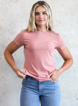 PEONY RIBBED SHORT SLEEVE BASIC TEE