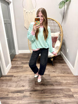 COTTON CANDY LIGHT WEIGHT STRIPE SWEATSHIRT TOP