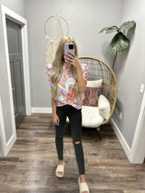 SUSAN PINK FLORAL PRINTED SMOCK BLOUSE