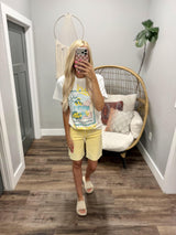 MEGAN PALE YELLOW BERMUDA SHORTS