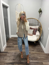DELLA FLORAL PRINT LINED GINGHAM PLAID VEST
