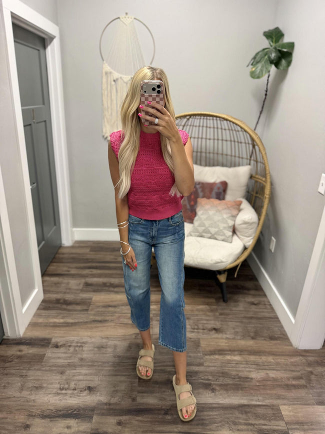 MORGAN RASPBERRY KNIT SWEATER VEST TANK