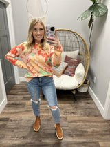LIBBY MULTI COLOR FLORAL SWEATER TOP