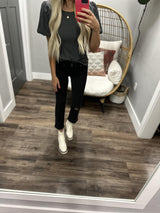 PUFF SLEEVE TOP IN SLATE GRAY