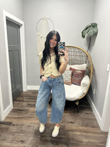 PIPER CREAM TEXTURE BUTTON FRONT CARDIGAN TOP