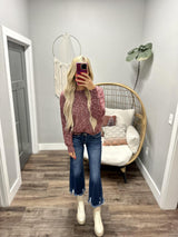 LIVI SPECKLED BURGUNDY SWEATER TOP