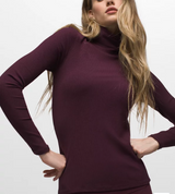 PRANA MULLBERRY HEATHER FOUNDATION RIB TURTLENECK