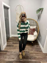 SAYLOR KELLY GREEN STRIPE KNIT SWEATER