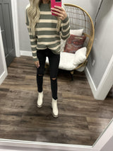 MIRA SAGE STRIPE SWEATER TOP