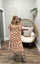 JESSA IN CIDER ROSE FLORAL MIDI DRESS