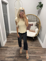 MARKIE CREAM SIDE TIE SWEATER TOP
