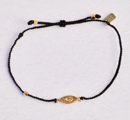 PURA VIDA BLACK SUNBURST EYE GOLD CHARM BRACELET