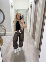 KIMBERLY LEOPARD TIE BOTTOM BALLOON PANT