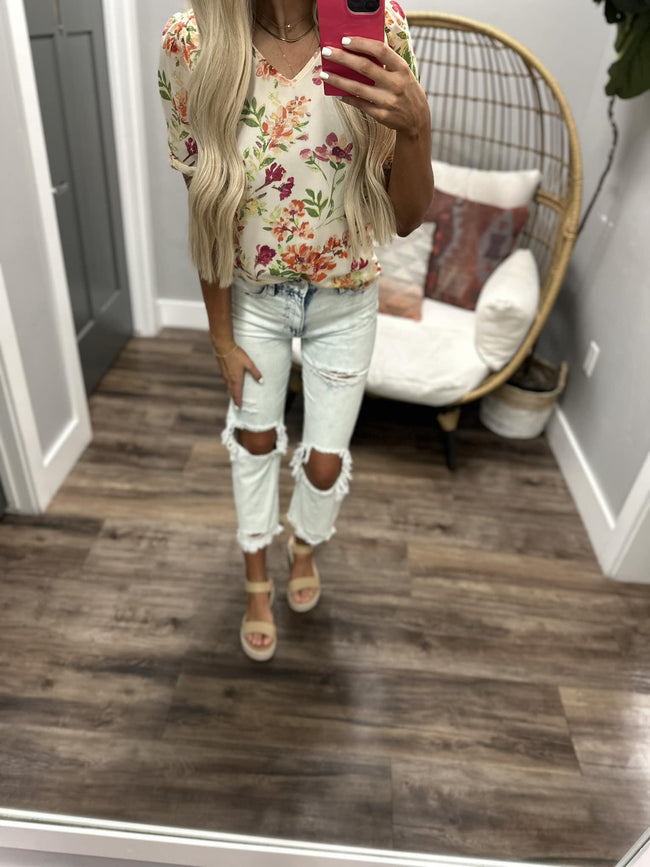 ARIANNA CREAM FLORAL BLOUSE