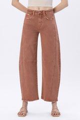 LEXA COPPER HIGH RISE BARREL DENIM JEANS