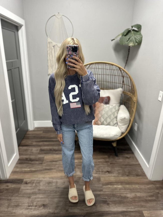 USA NAVY CORDED CREW SWEATSHIRT– Indulge Boutique