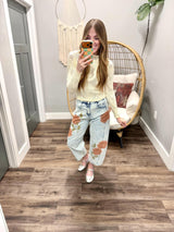 ROBBIE CREAM LACE LONG SLEEVE TOP
