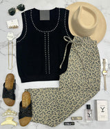 KATIE BLACK STUDDED TANK TOP