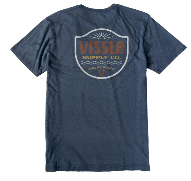 MENS VISSLA MIDNIGHT HEATHER QUALITY GOODS TEE