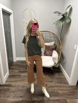 MICHELLE CAMEL HIGH RISE CROP WIDE LEG