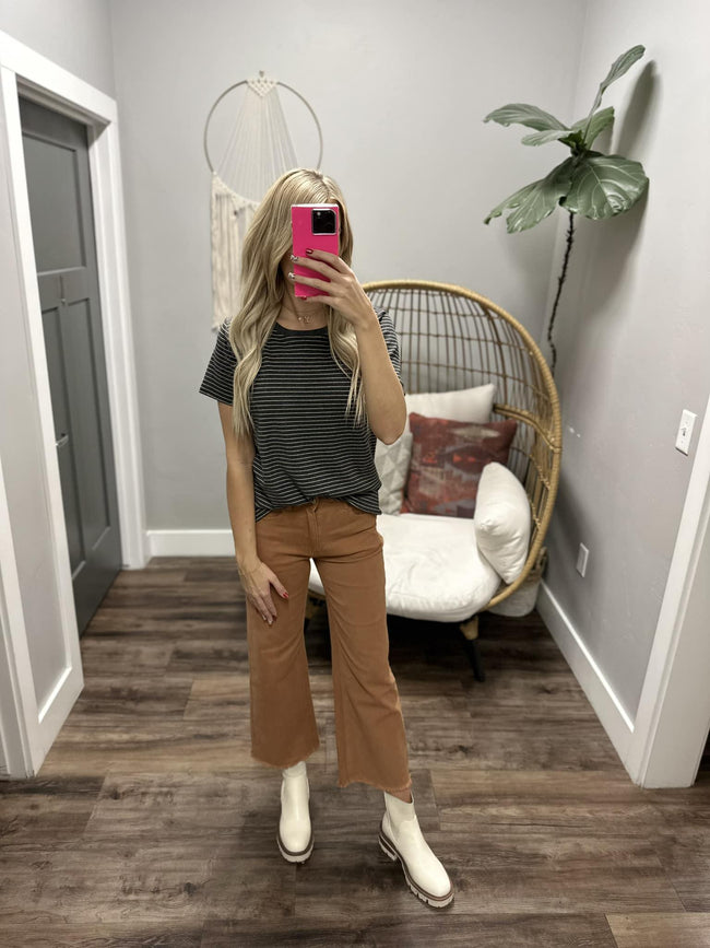 MICHELLE CAMEL HIGH RISE CROP WIDE LEG