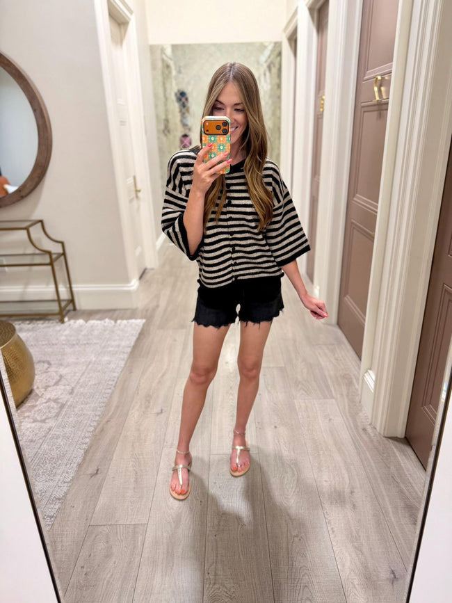 SKYLAR BLACK HIGH RISE DENIM SHORTS