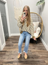 CHELSIE OLIVE DIAMOND TEXTURE KNIT SWEATER TOP